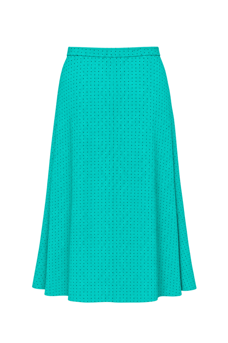1980s Bright Turquoise Woven Skirt - Back View