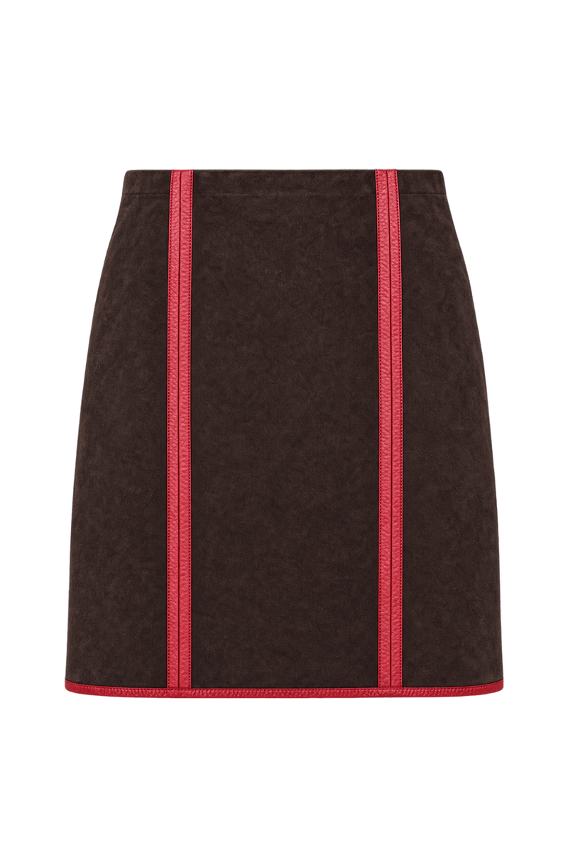 1990s Chocolate Brown Suede-like Mini Skirt - Back View