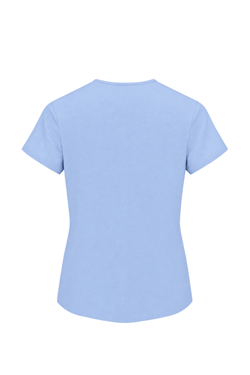 1980s Pale Periwinkle Blue Woven Blouse - Back View