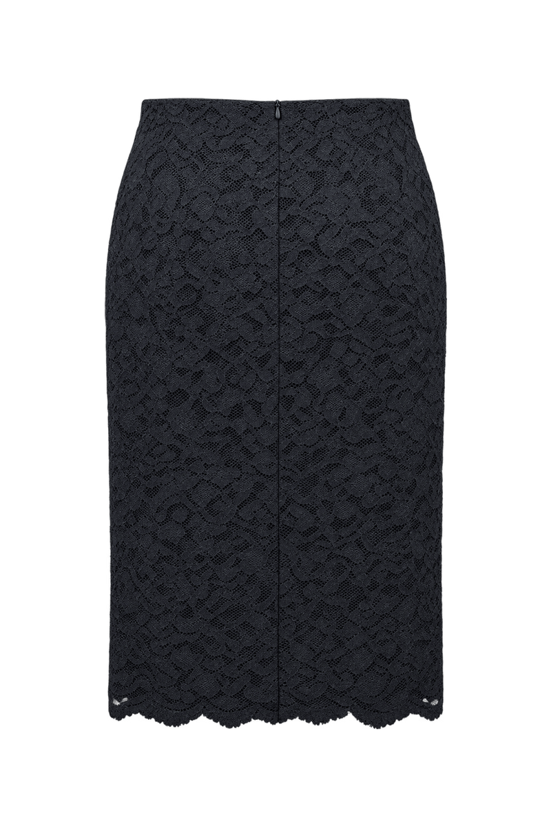 1970s Black Lace Skirt - Back View