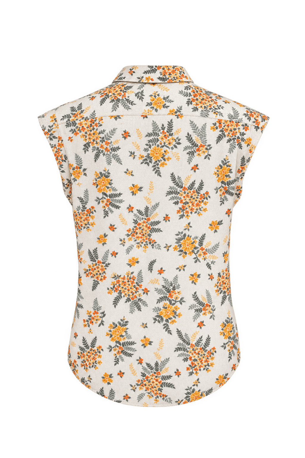 1970s Cream Woven Fabric Blouse - Back View