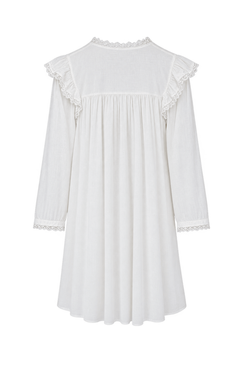 1970s Soft White Lightweight Dress - Back View