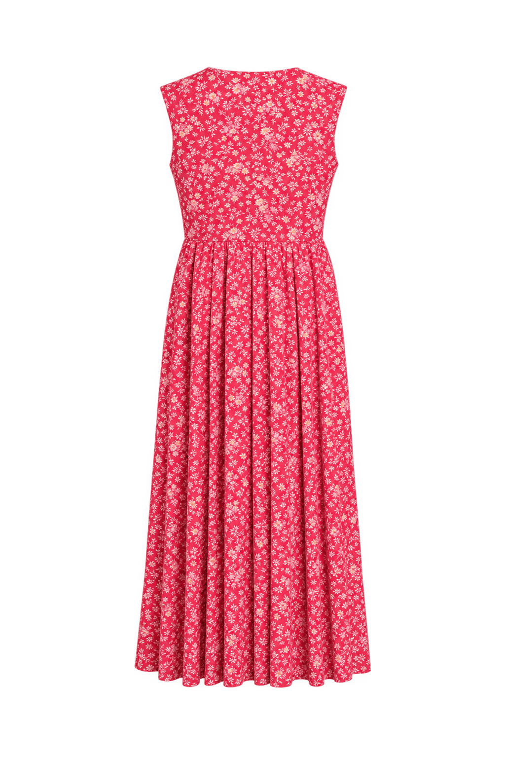 1970s Bright Raspberry Pink Woven Maxi Dress - Back View