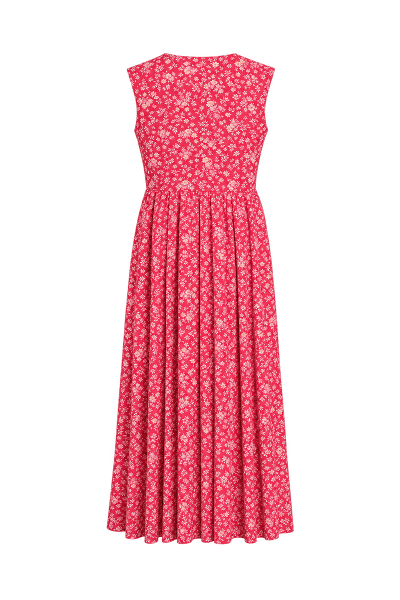 1970s Bright Raspberry Pink Woven Maxi Dress - Back View