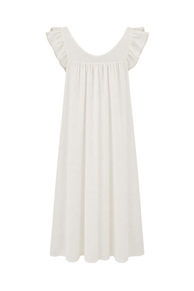 1950s Cream White Lightweight Peignoir Robe - Back View