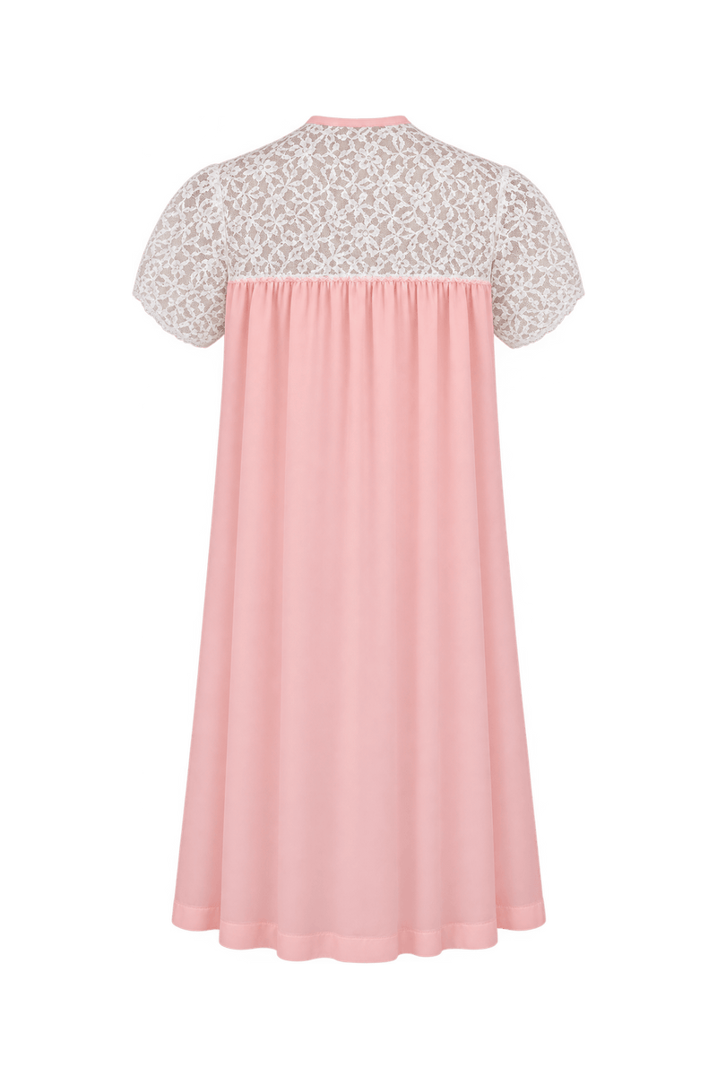 1950s Pale Peach Pink Lightweight Synthetic Nightgown - Back View