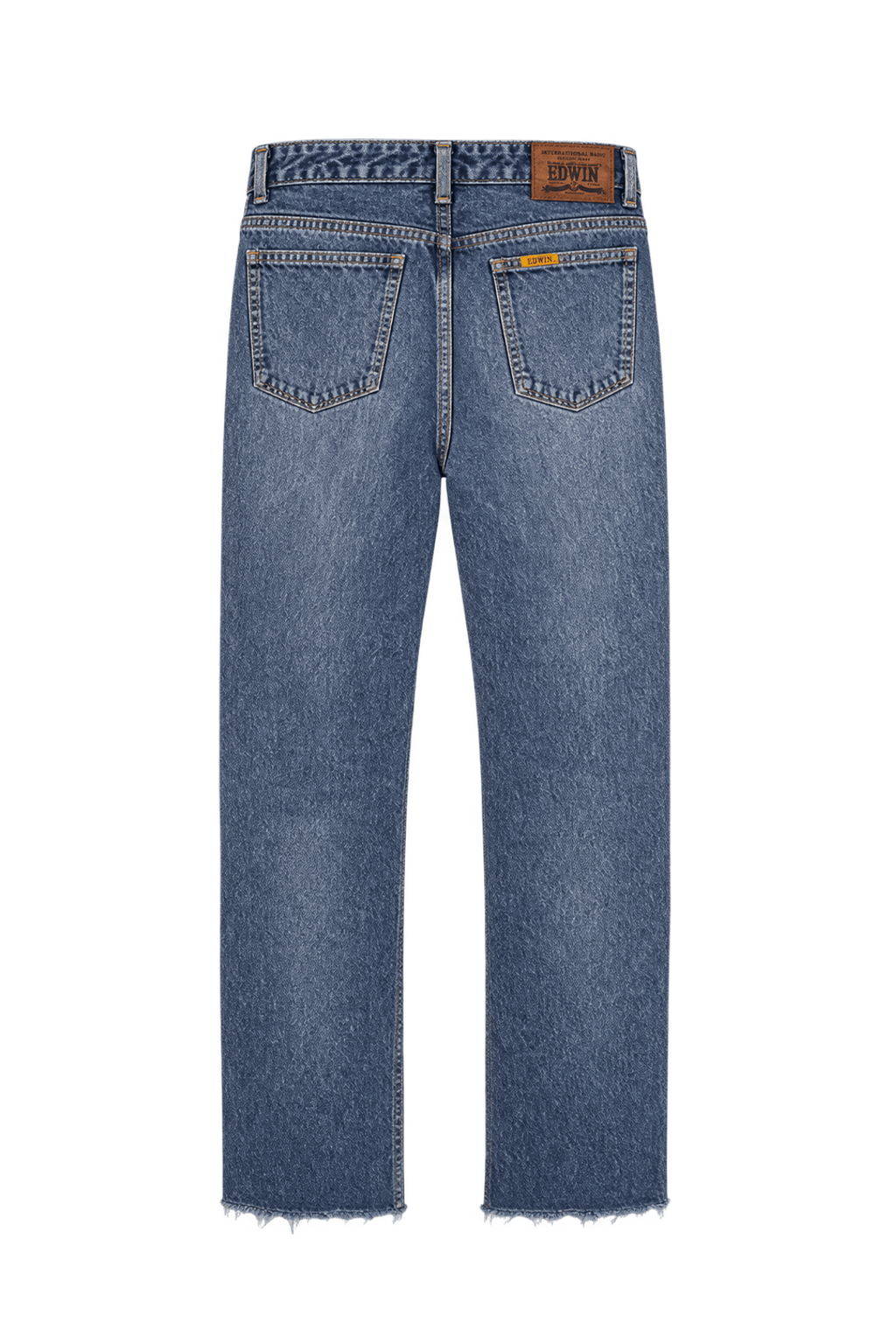 1990s Faded Medium Blue Cotton Denim Jeans - Back View