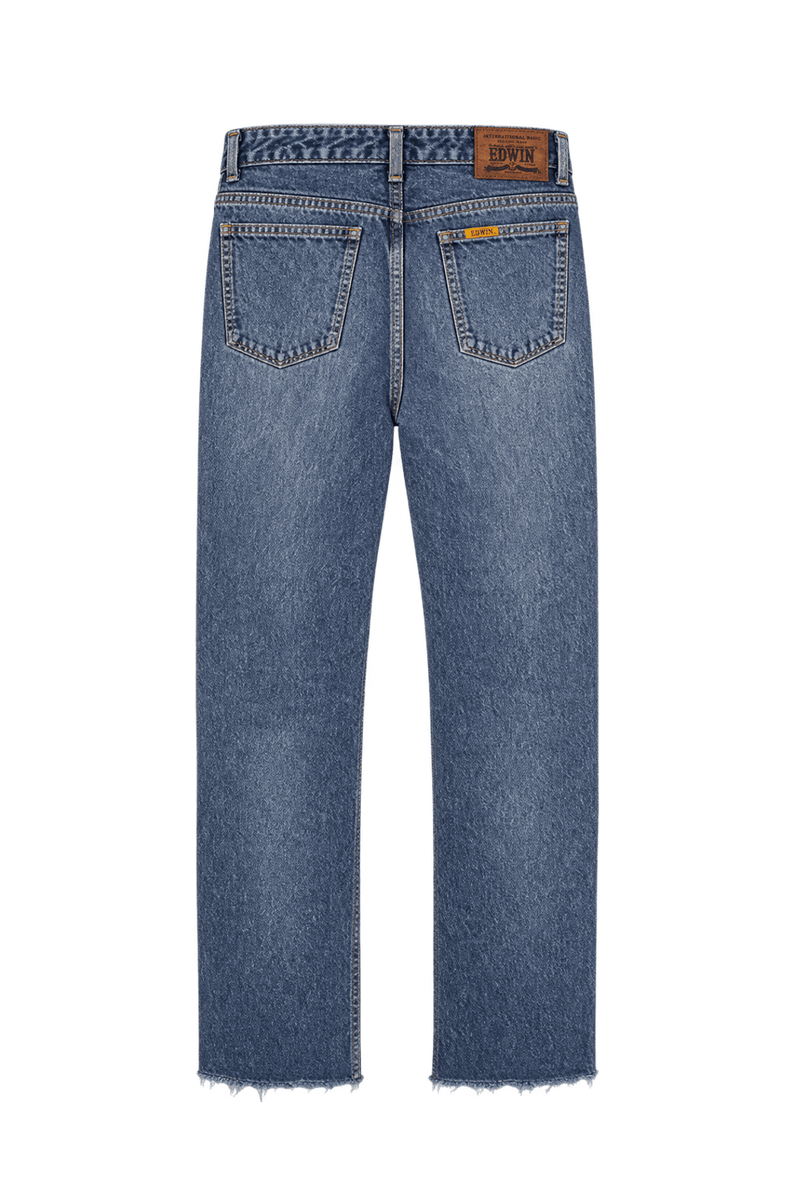 1990s Faded Medium Blue Cotton Denim Jeans - Back View