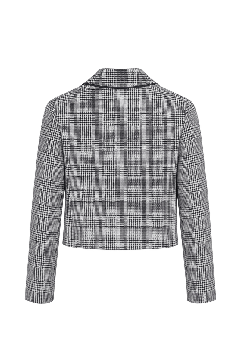 1980s Black and Off-White Woven Suiting Fabric Jacket - Back View