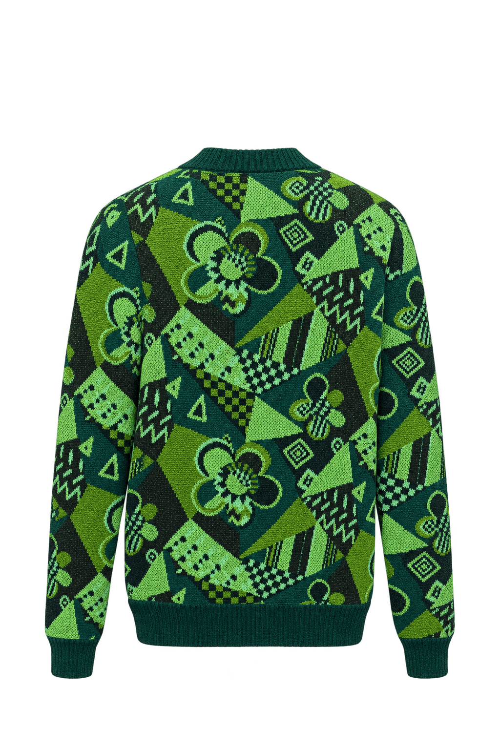 1990s Dark Forest Green Knit Sweater - Back View