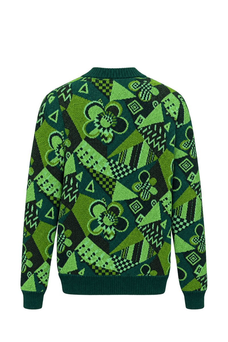 1990s Dark Forest Green Knit Sweater - Back View