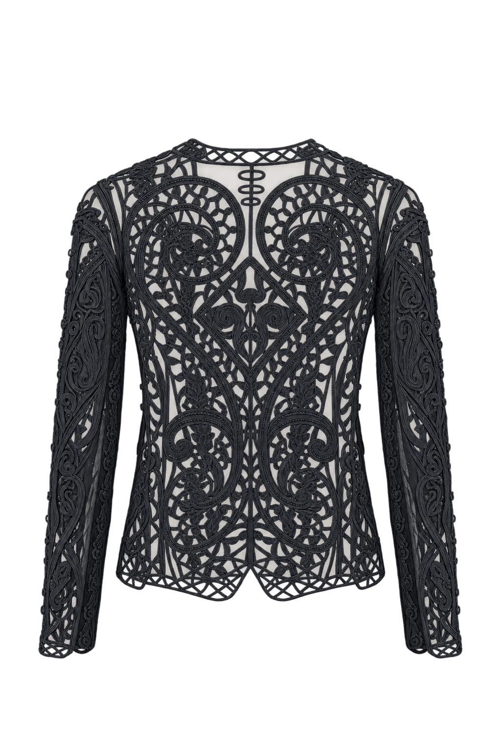 1990s Black Sheer Mesh Jacket - Back View