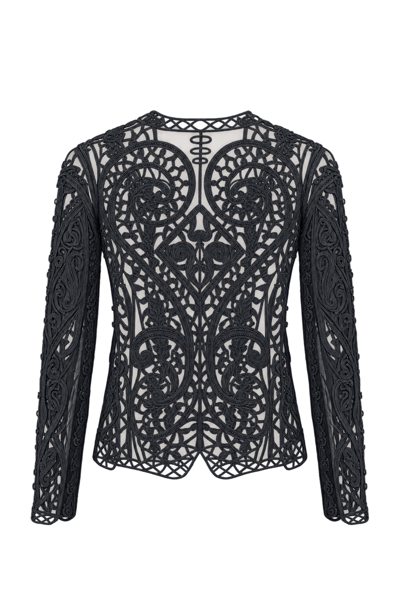 1990s Black Sheer Mesh Jacket - Back View