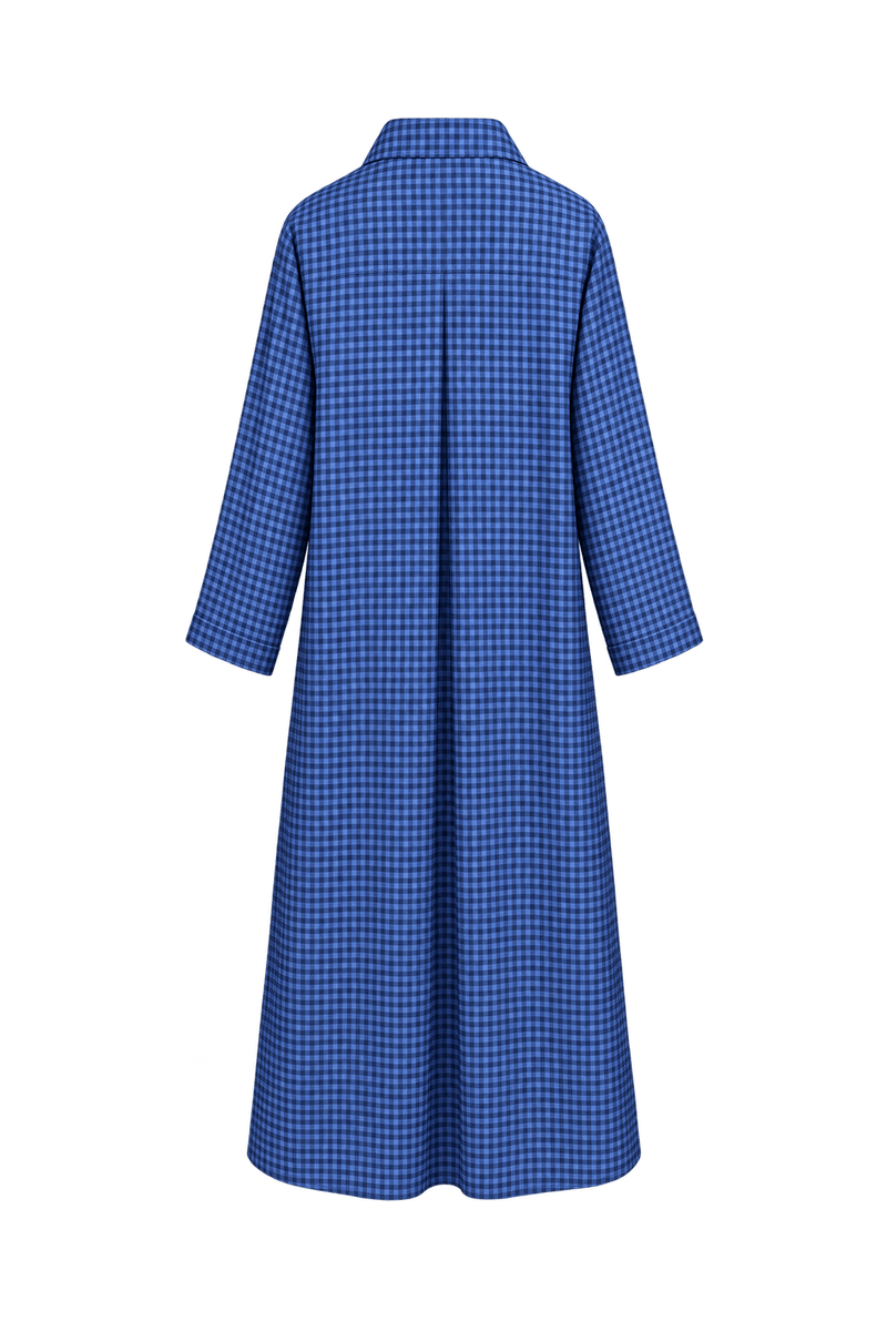 1980s Cobalt Blue Synthetic Midi Dress - Back View
