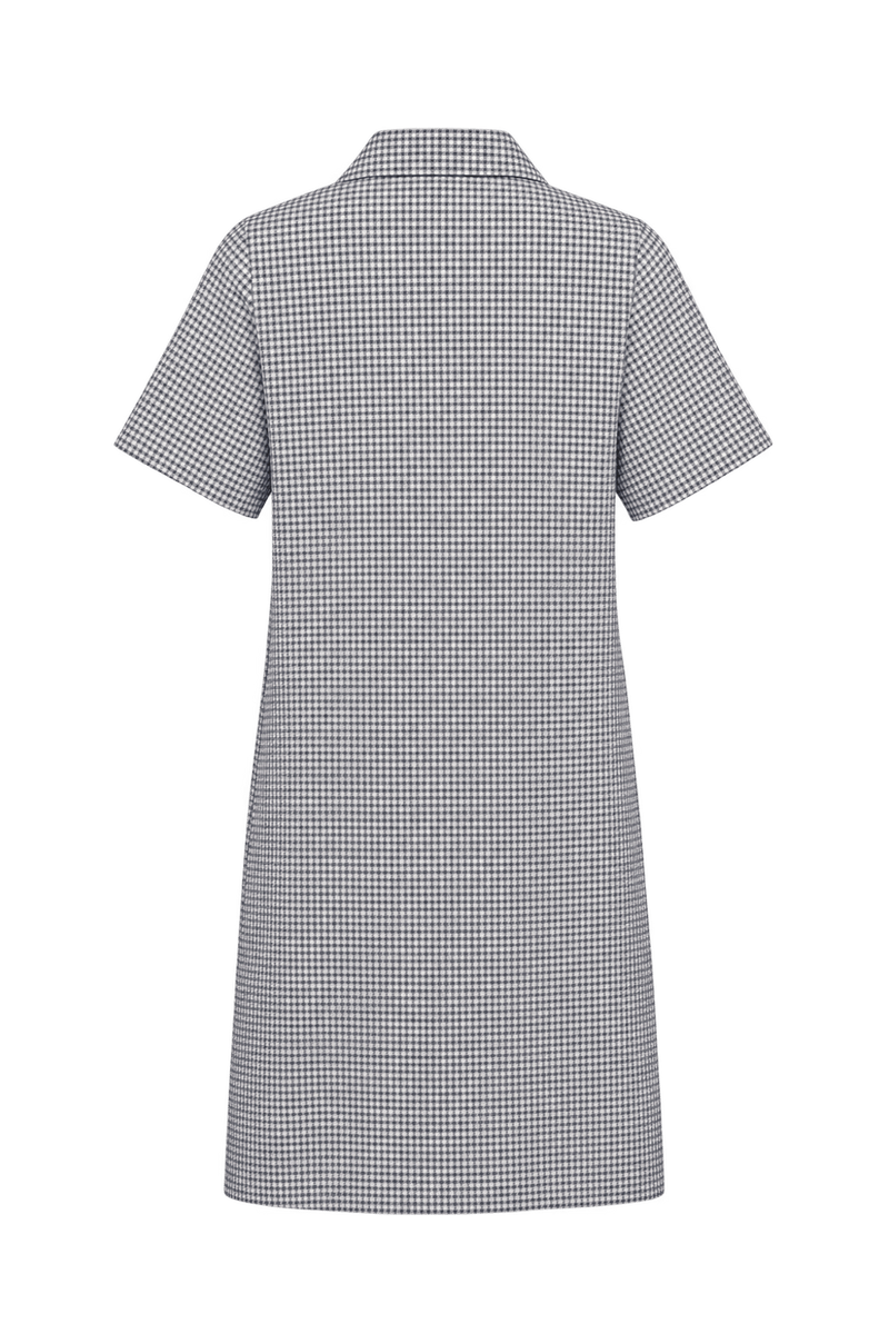 1980s Black and White Woven Shift Dress - Back View