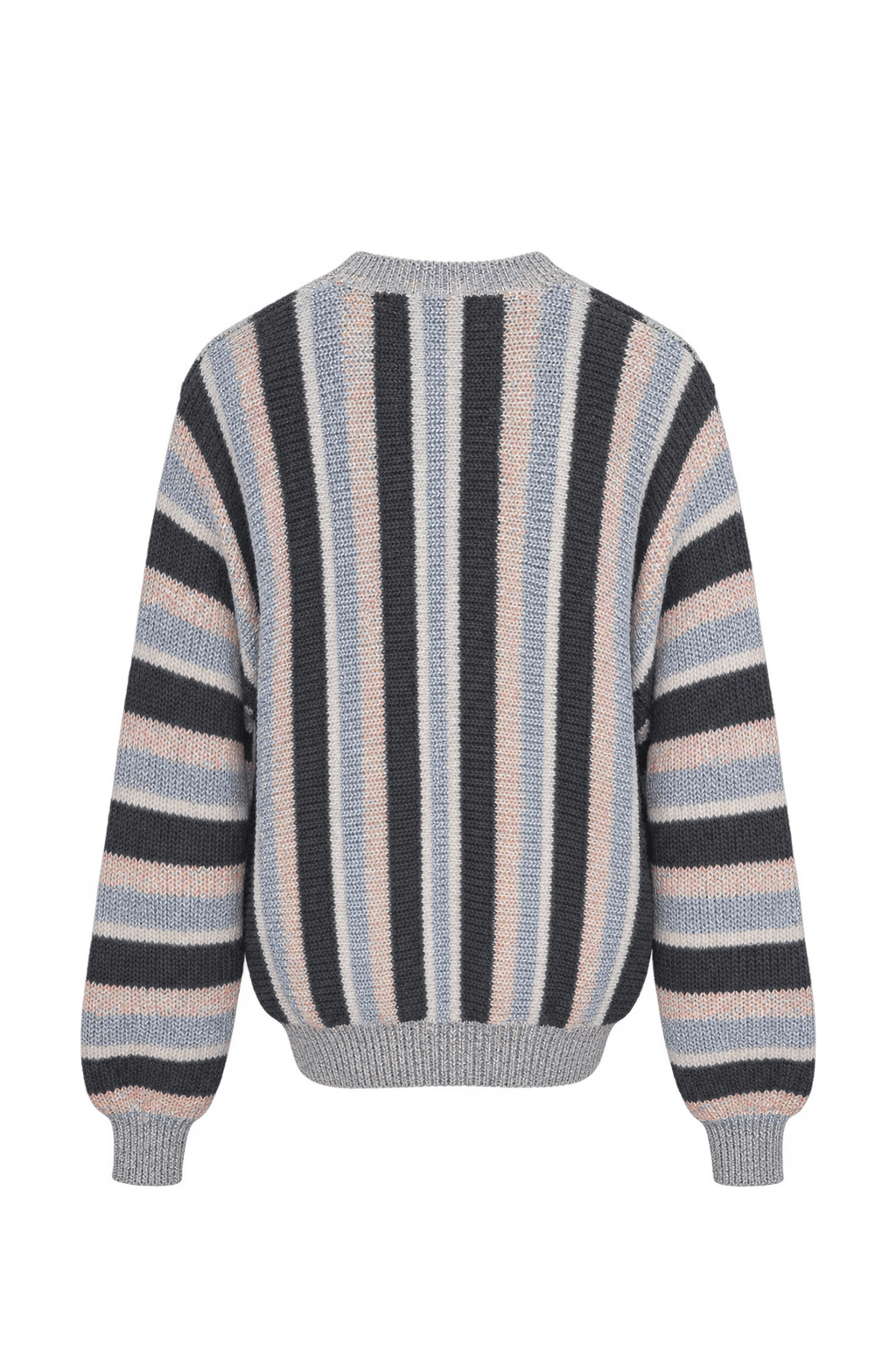 1980s Cream and Gray Mixed Knit Sweater - Back View