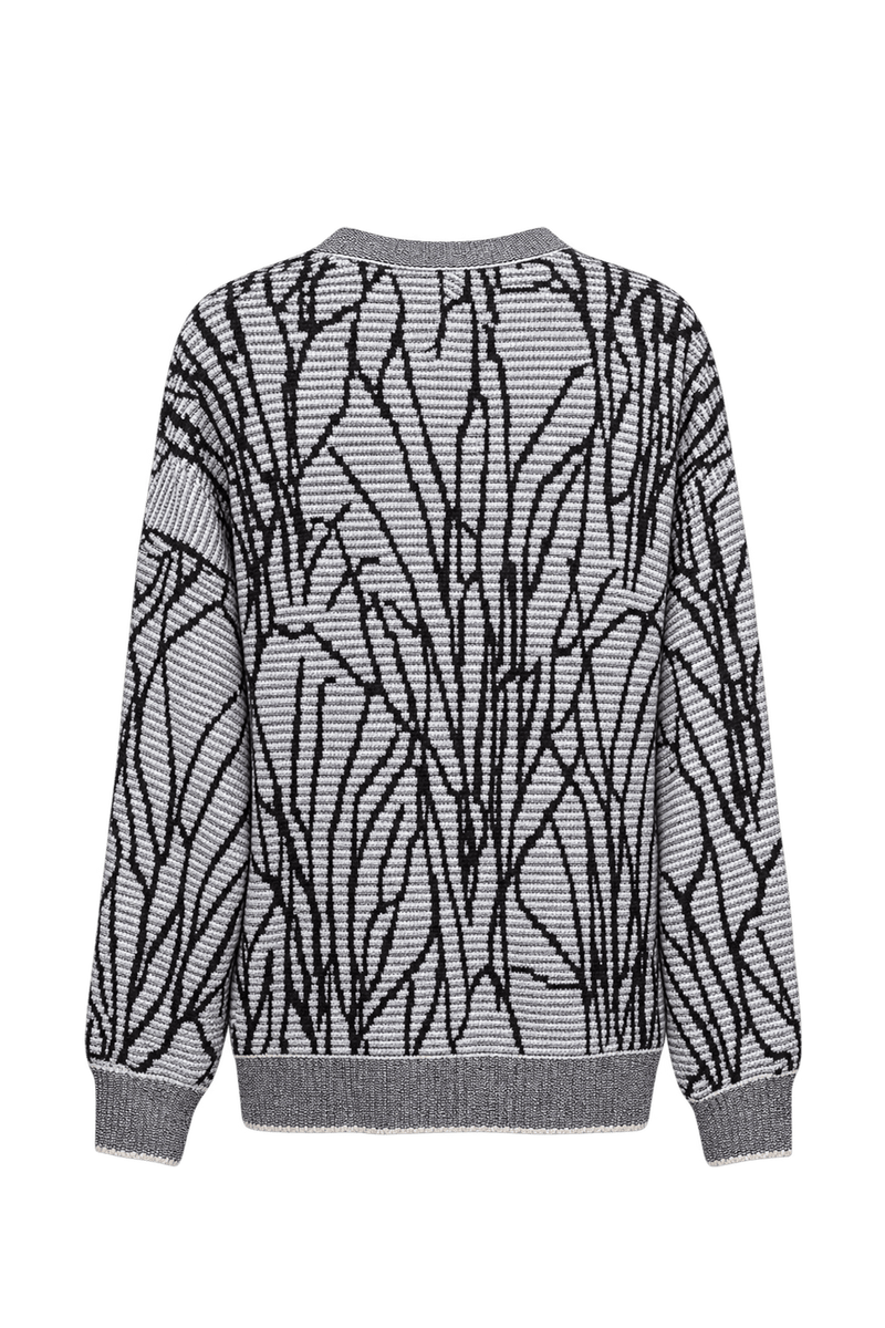1980s Light Gray Knit Sweater - Back View