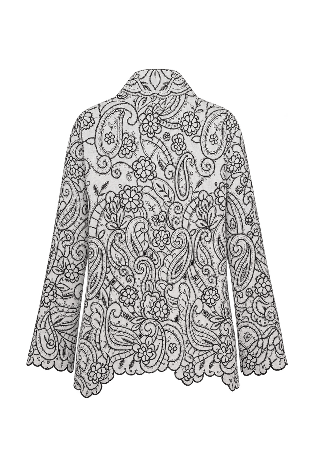 1980s Cream White Woven Fabric Jacket - Back View