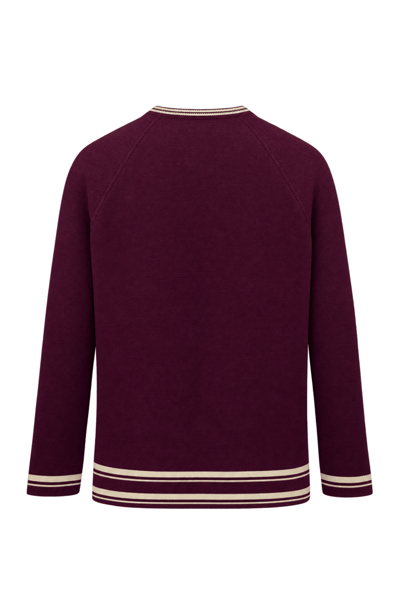 1960s Deep Burgundy Knit Cardigan - Back View