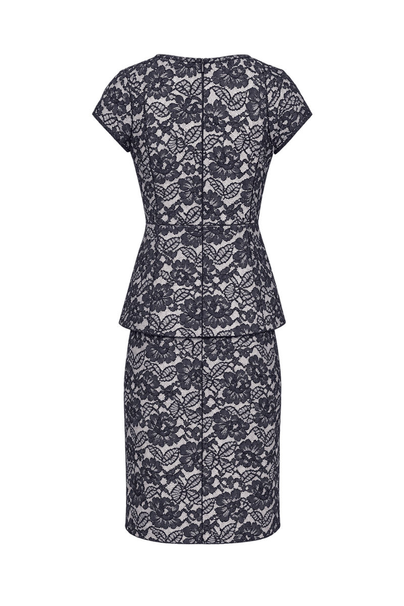 1990s Dark Navy Lace Top and Skirt Set - Back View