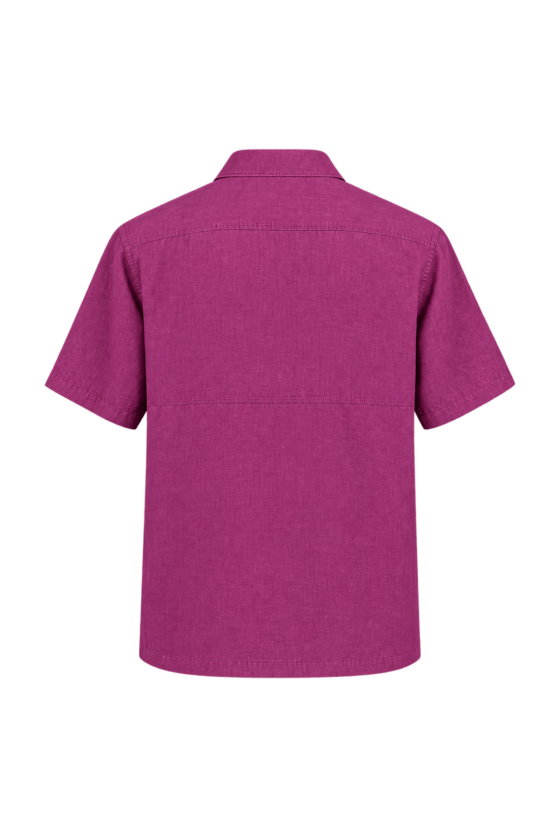 1990s Deep Magenta Purple Woven Button-Down Shirt - Back View