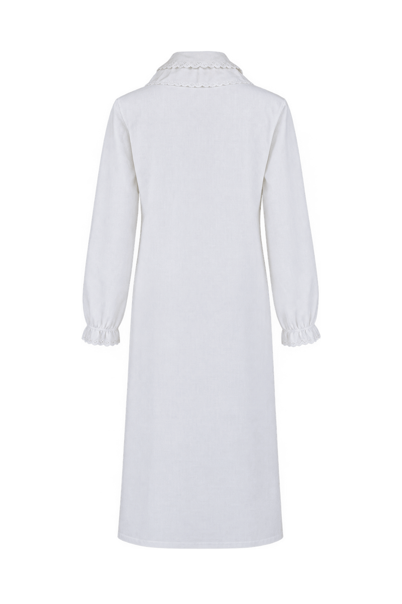 1970s White Woven Fabric Nightgown - Back View