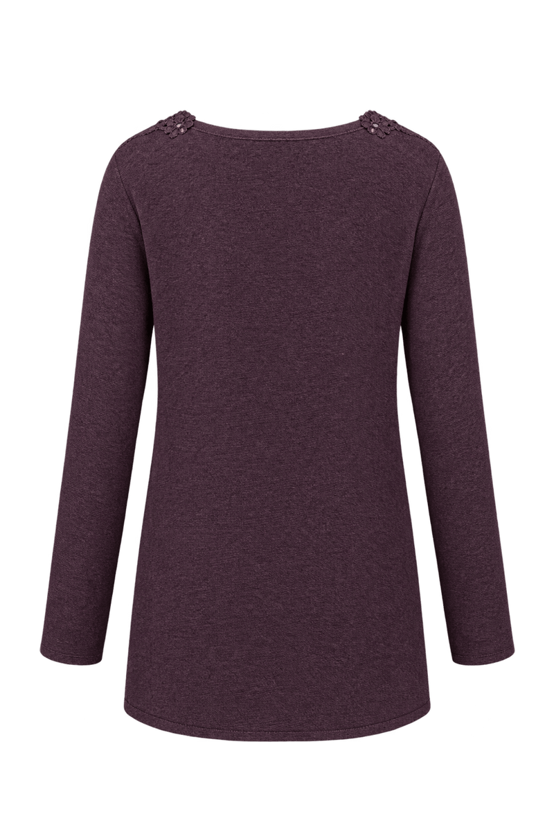 1980s Deep Plum Purple Fine-Gauge Knit Tunic - Back View