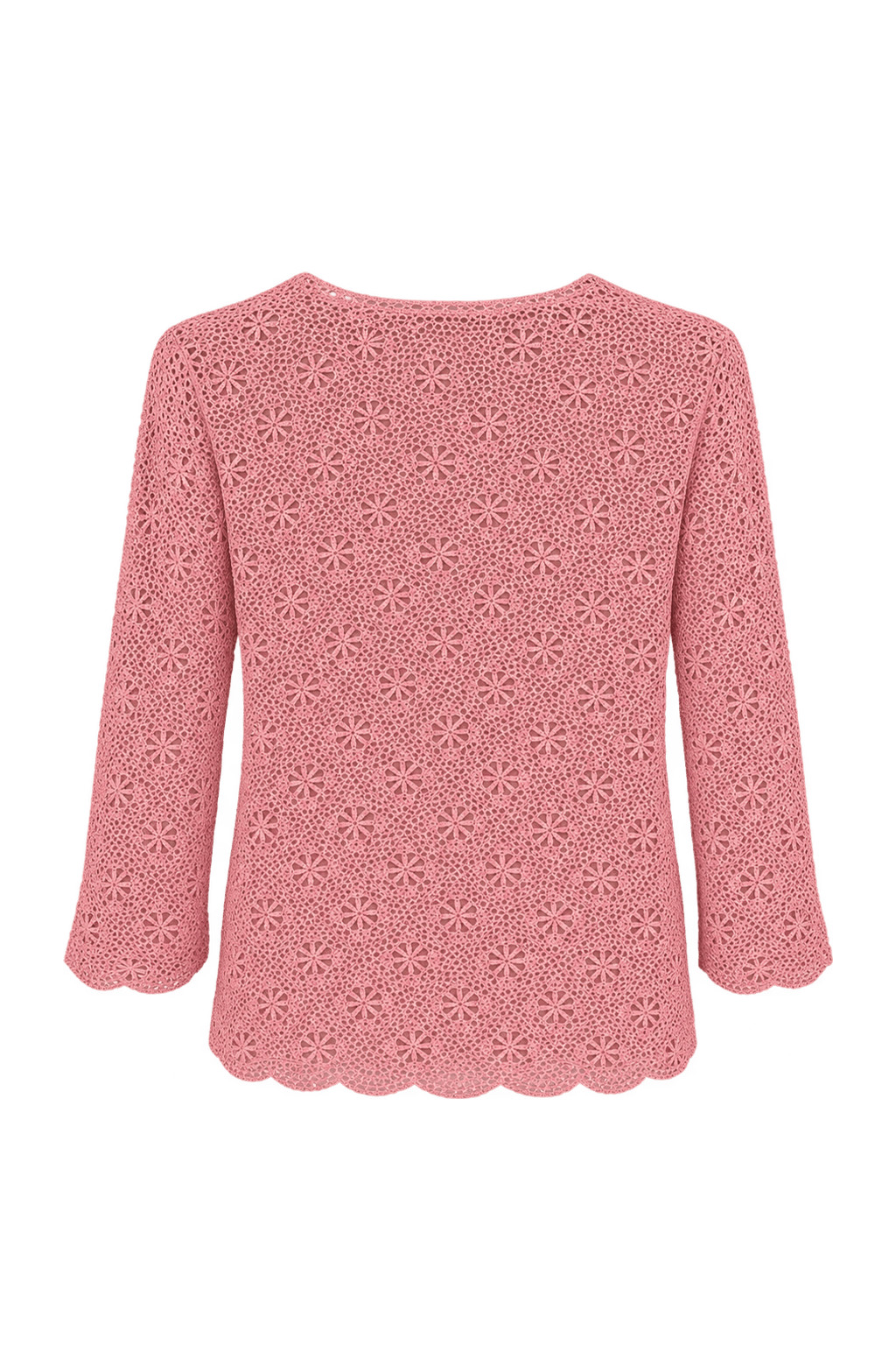 1970s Dusty Pink Crocheted Yarn Blouse - Back View
