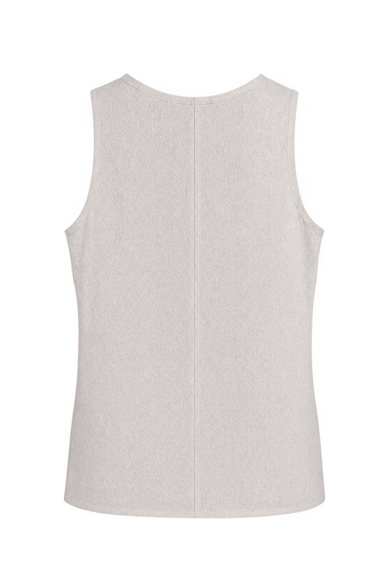 1990s Ivory White Woven Fabric Tank Top - Back View