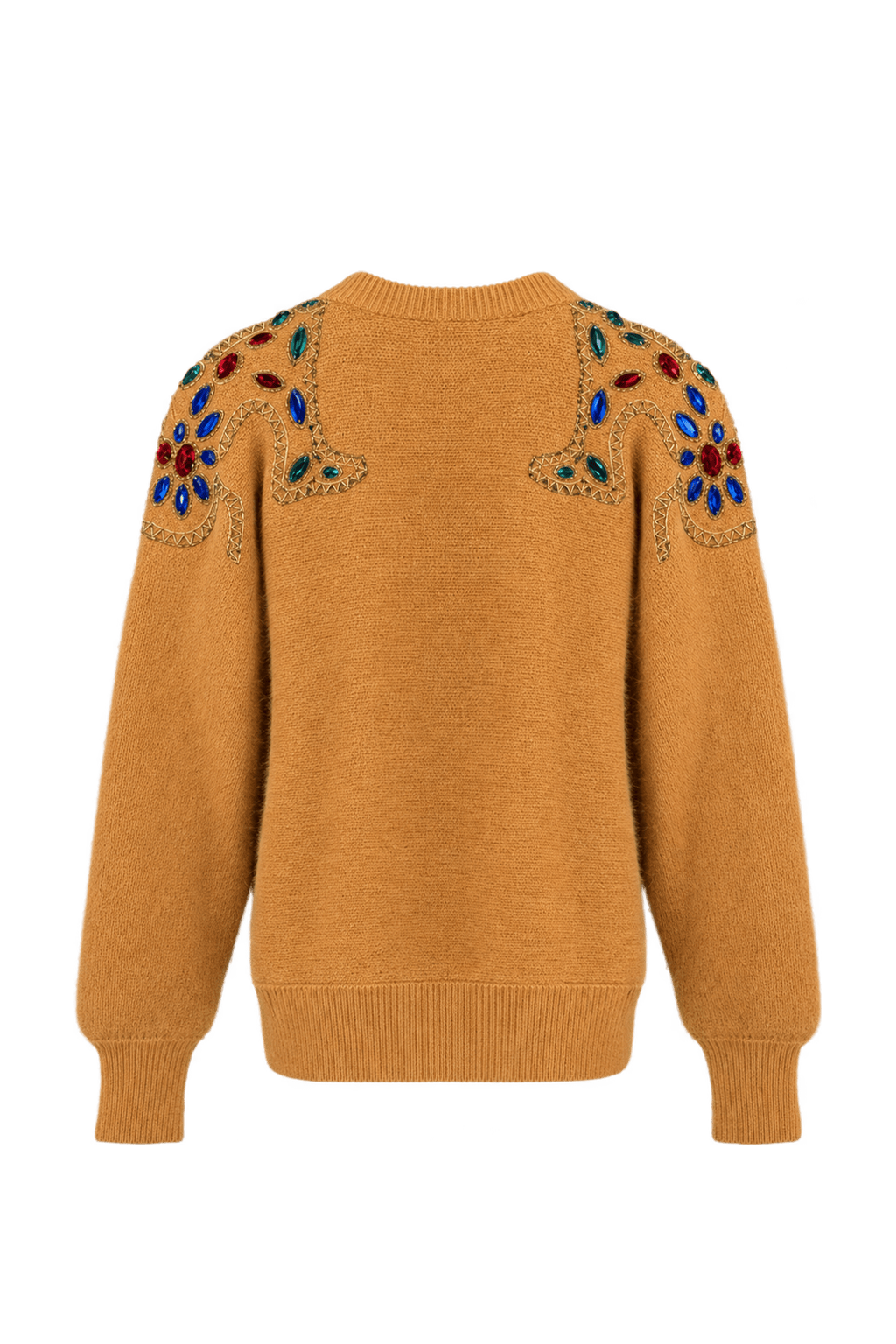 1980s Warm Peach Fuzzy Knit Cardigan - Back View