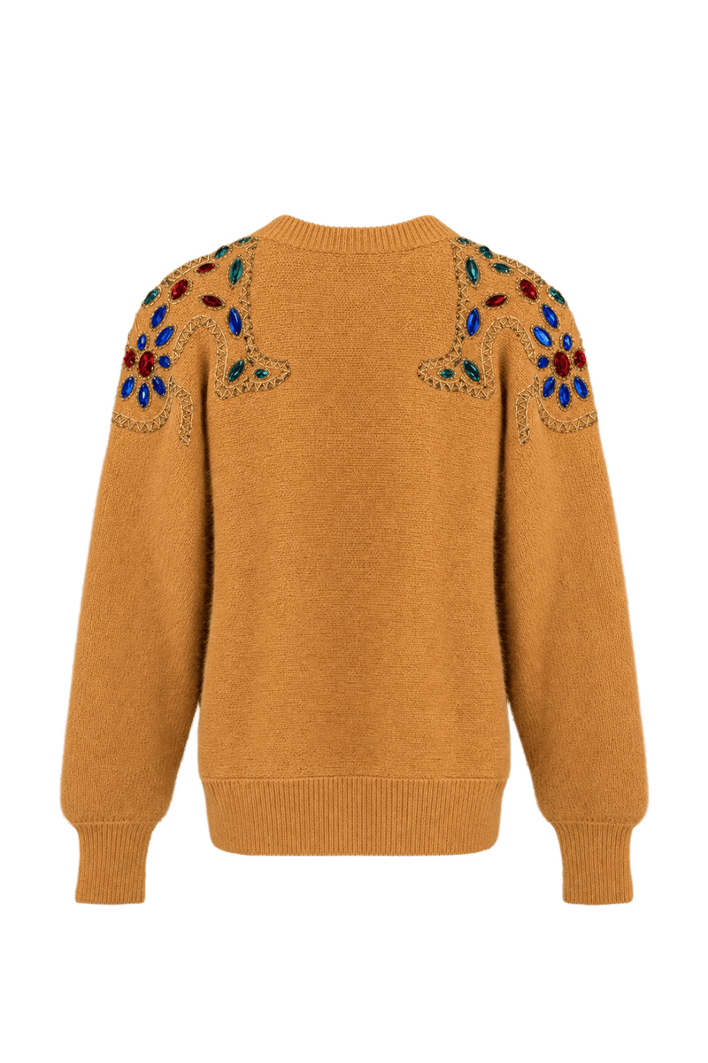 1980s Warm Peach Fuzzy Knit Cardigan - Back View