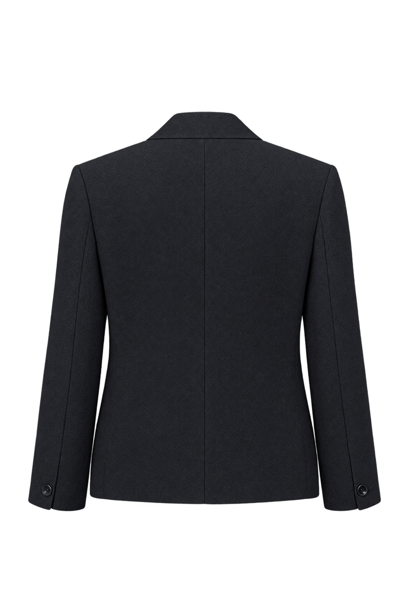 1980s Black Woven Blazer - Back View