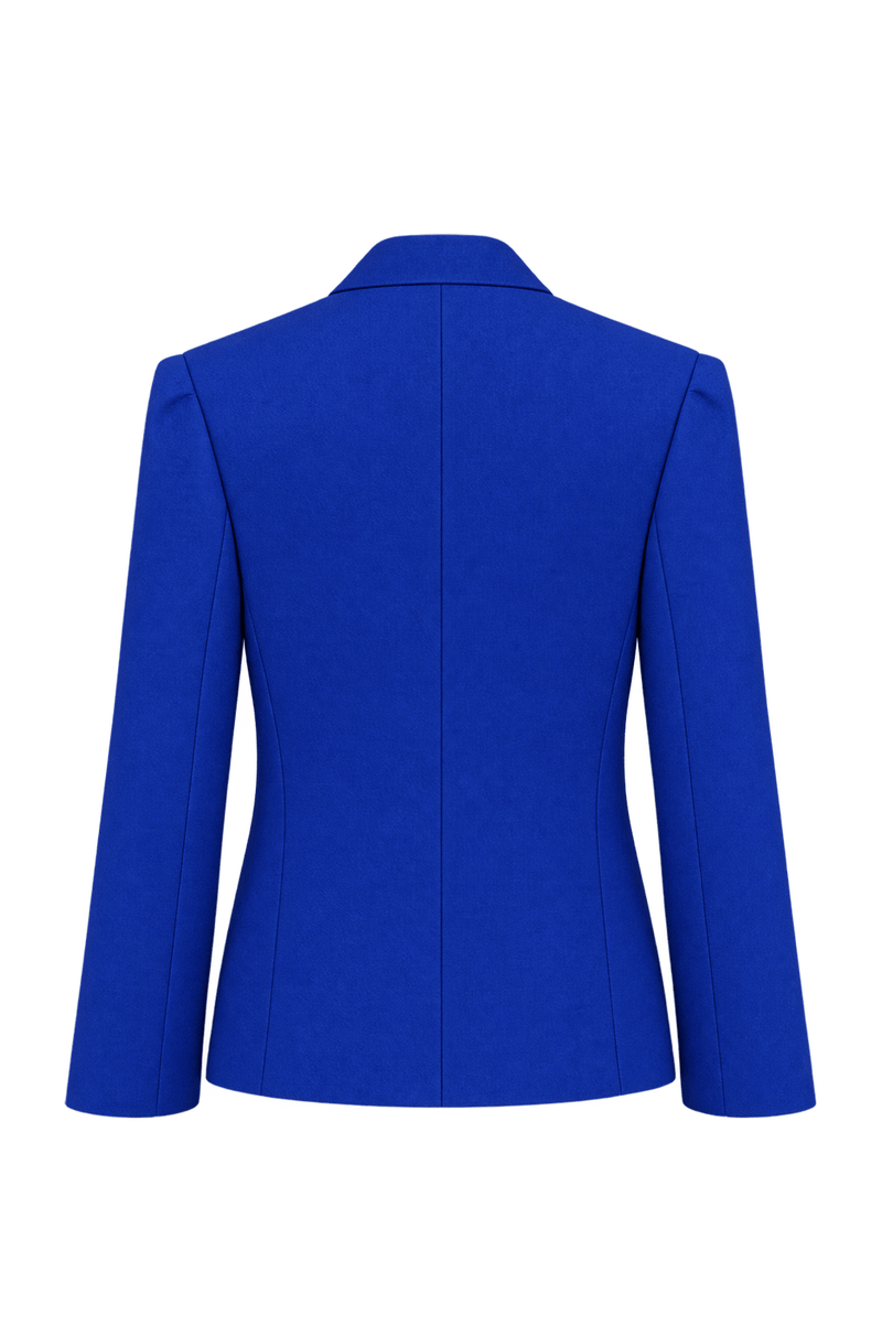 1980s Cobalt Blue Woven Jacket - Back View