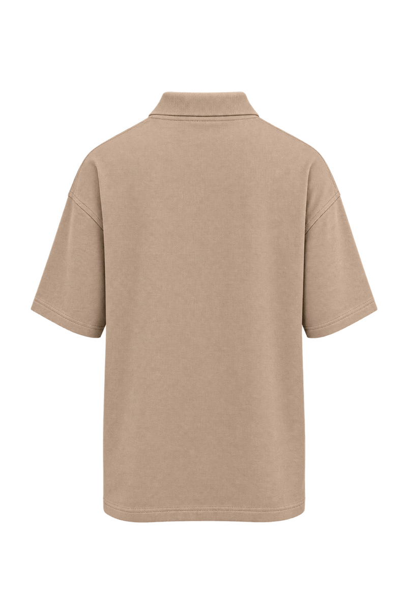 1990s Sand Beige Cotton Piqué Polo - Back View