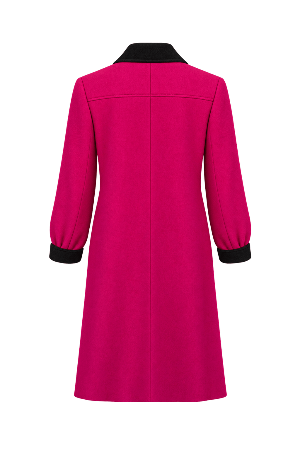 1980s Vivid Fuchsia Pink Wool-like Coat - Back View