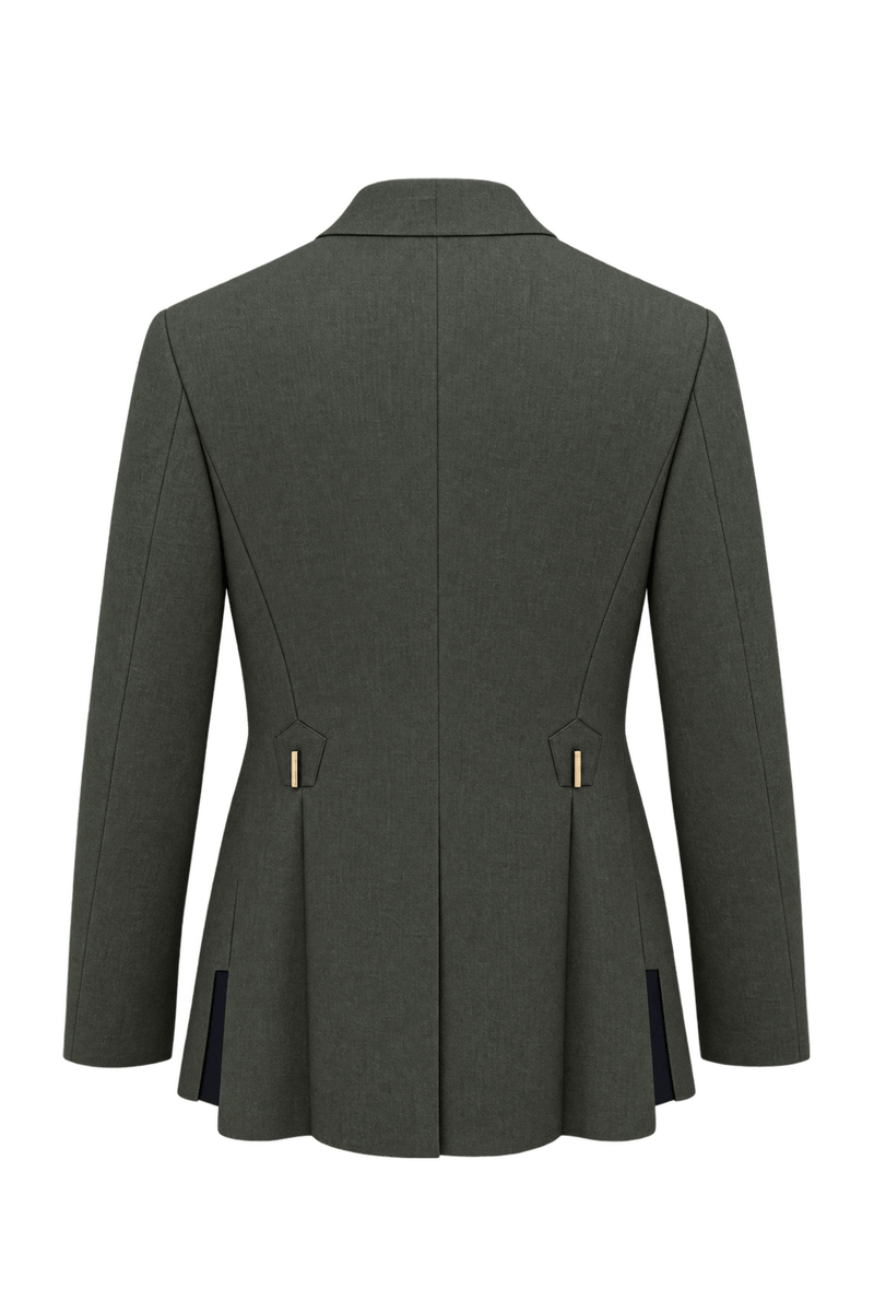 1940s Olive Green Woven Suiting Fabric Jacket - Back View