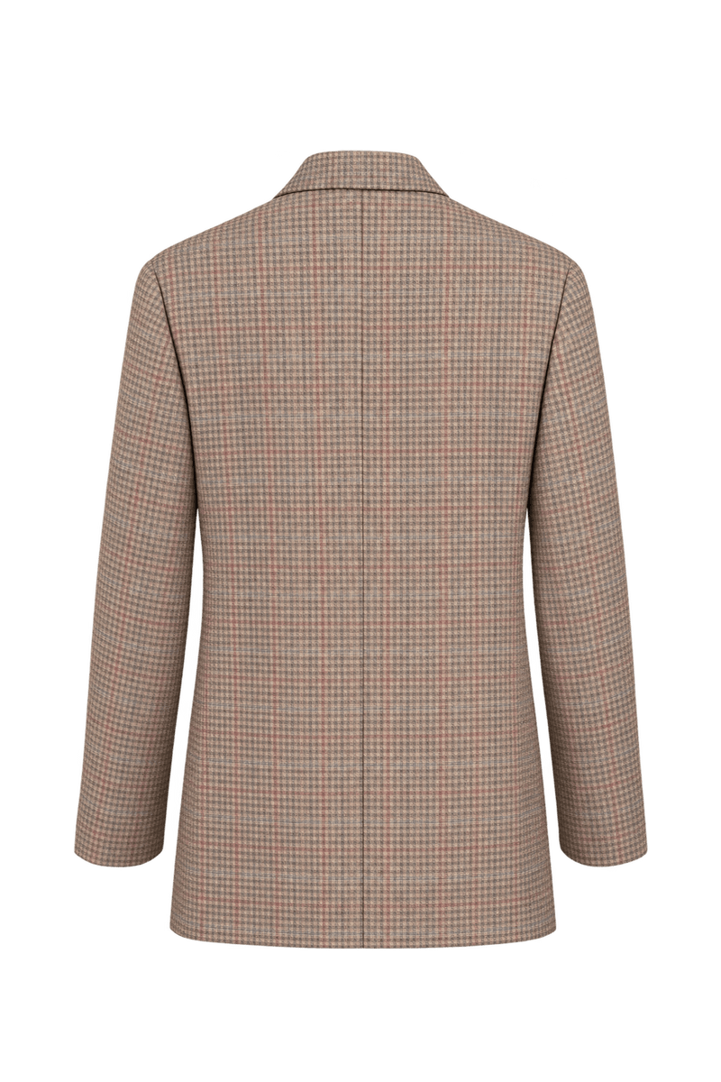 1980s Light Beige Woven Blazer - Back View