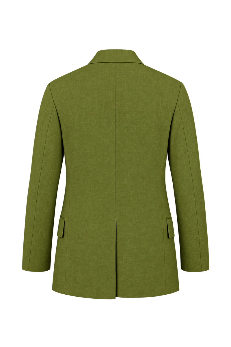 1980s Olive Green Woven Blazer - Back View