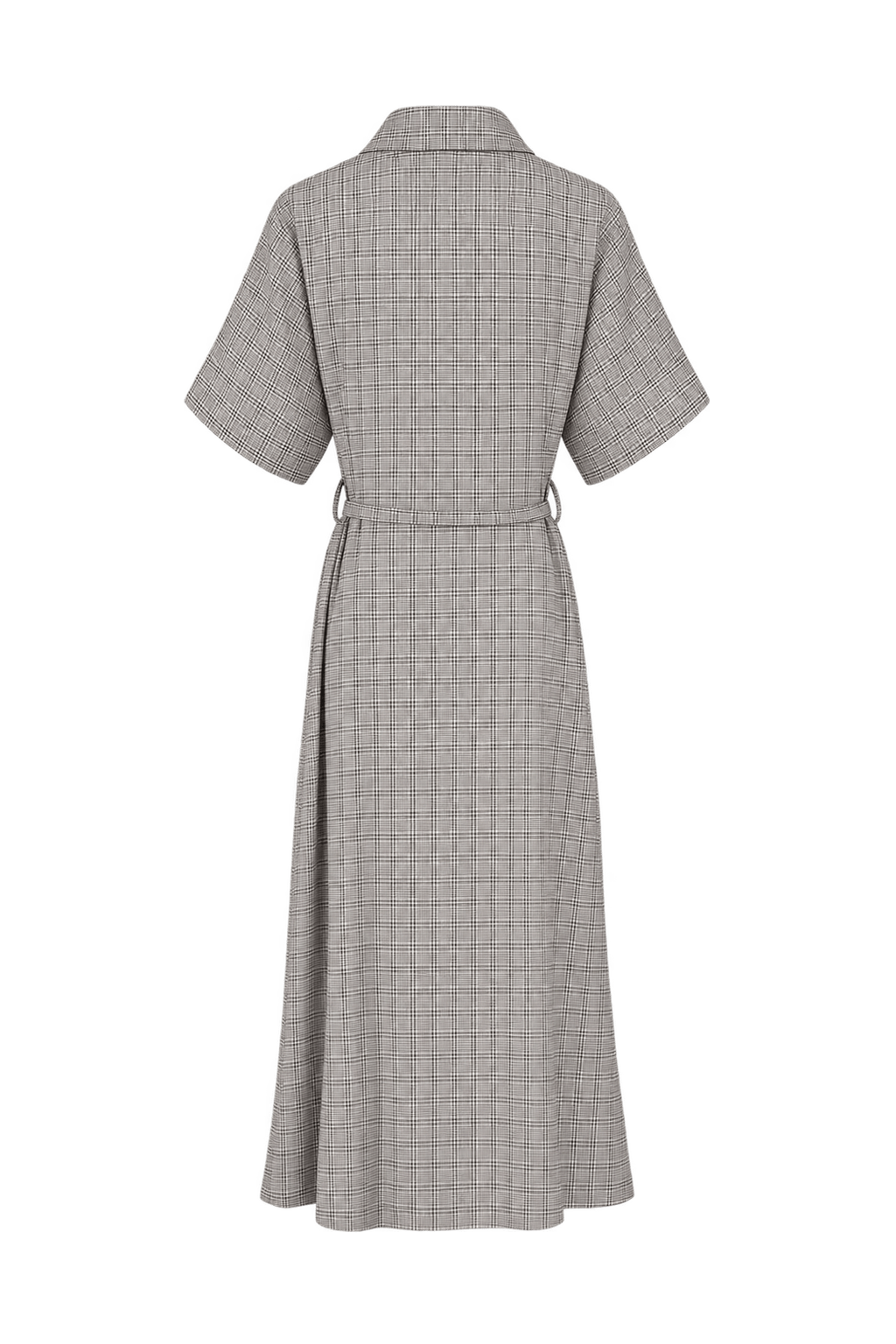 1950s Light Gray Woven Fabric Midi Dress - Back View
