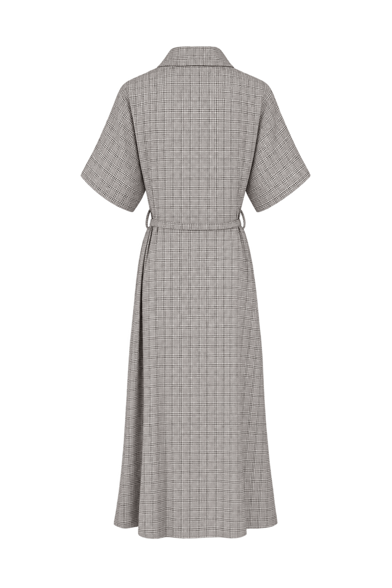 1950s Light Gray Woven Fabric Midi Dress - Back View