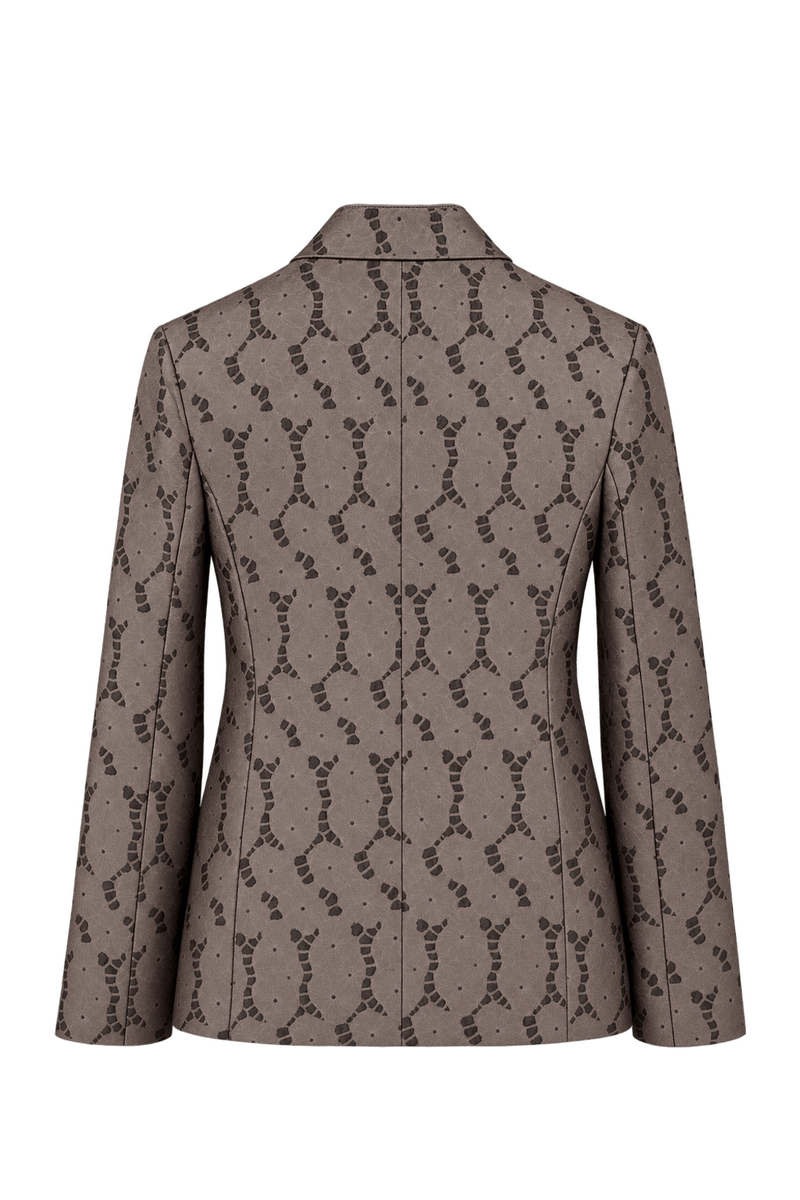 1990s Bronze Brown Woven Jacquard Jacket - Back View