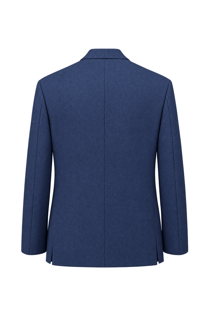 1980s Navy Blue Woven Blazer - Back View