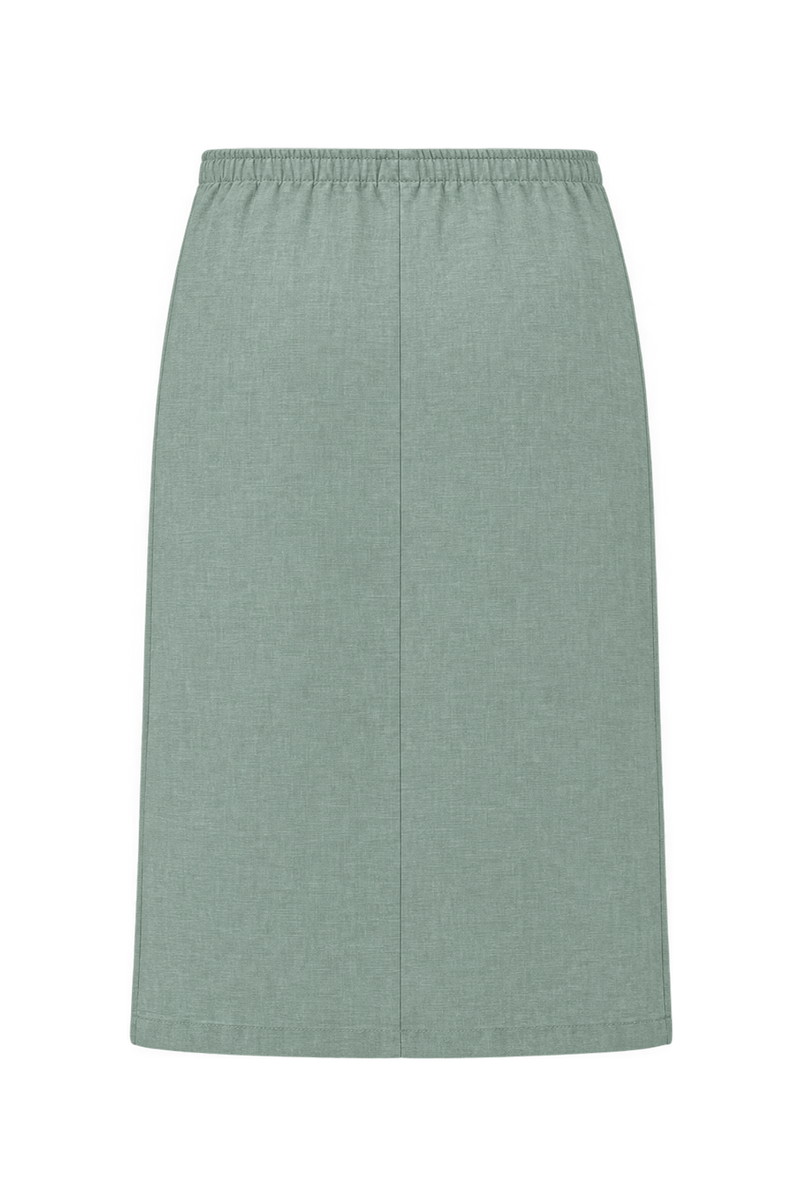 1960s Pale Sage Green Woven Fabric Skirt - Back View