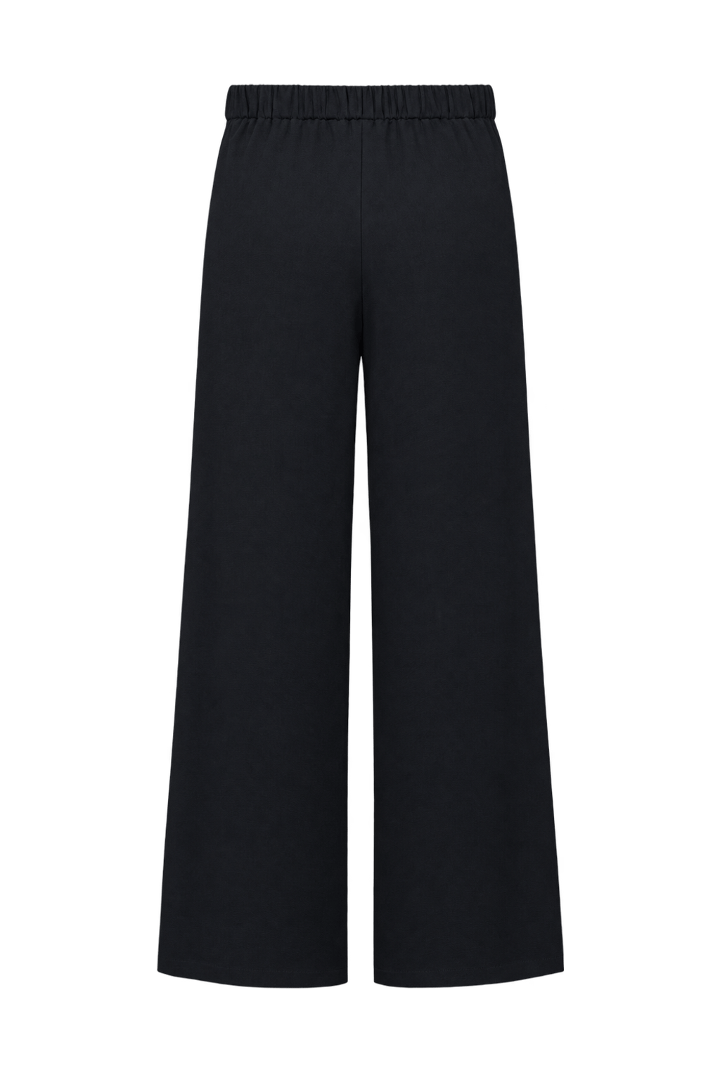 1990s Black Woven Fabric Wide-Leg Pants - Back View
