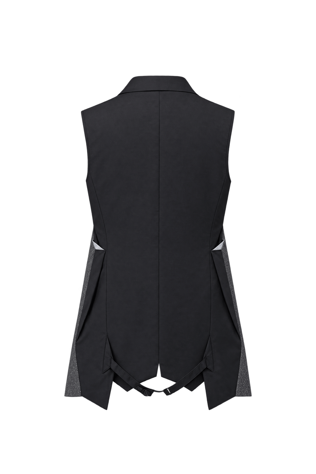 1980s Medium Grey Woven Suiting Vest - Back View