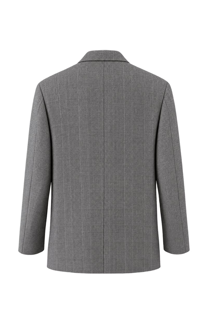 1980s Medium Grey Woven Blazer - Back View