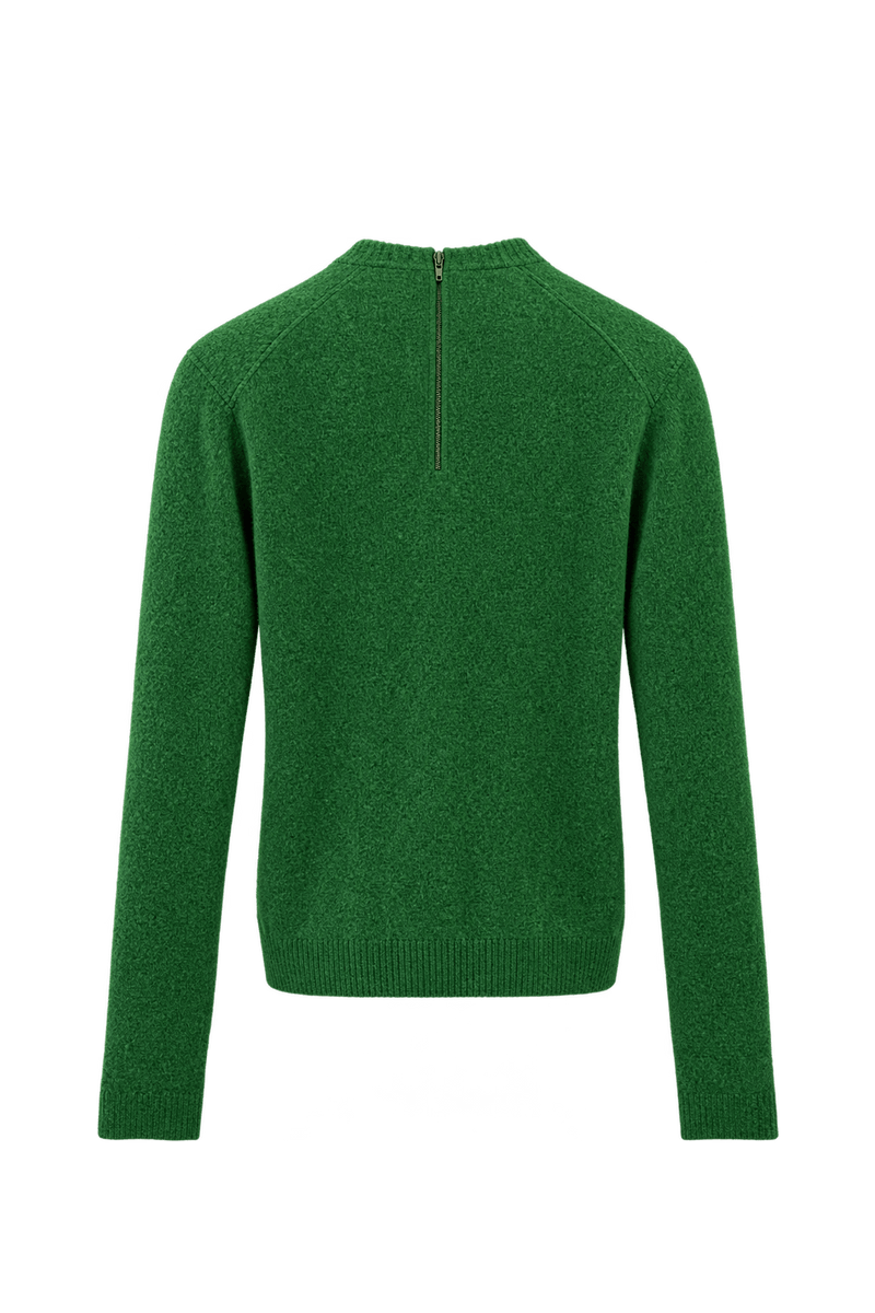 1960s Emerald Green Wool-like Knit Sweater - Back View