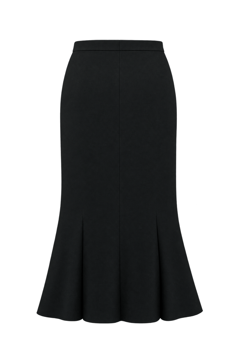 1980s Black Woven Skirt - Back View