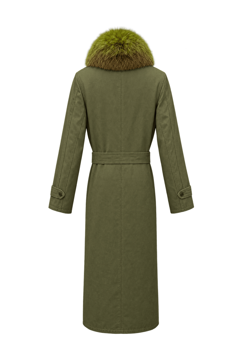 1980s Taupe Brown Woven Trench Coat - Back View
