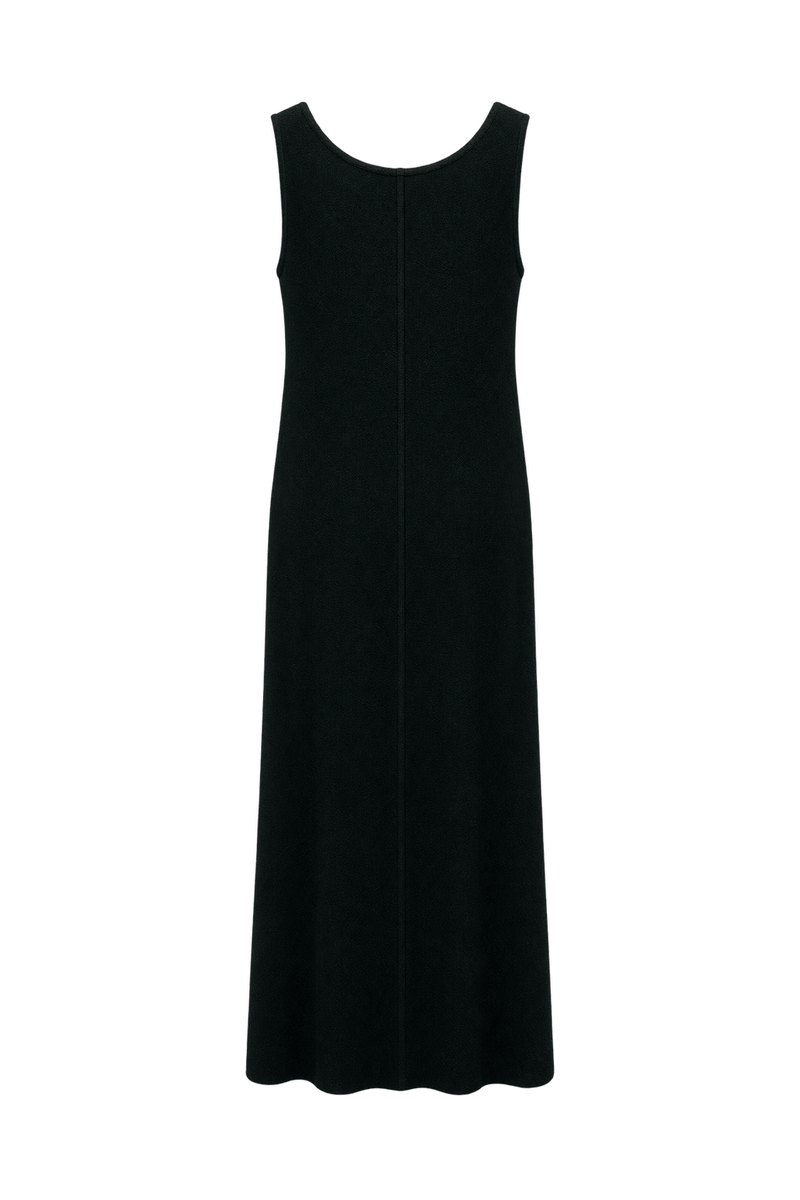 1990s Black Knit Maxi Dress - Back View